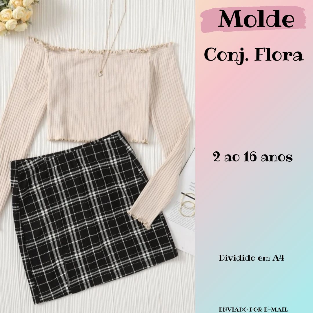 Molde De Conjunto Saia Cropped Flora Em Pdf Atacad O Da Costura