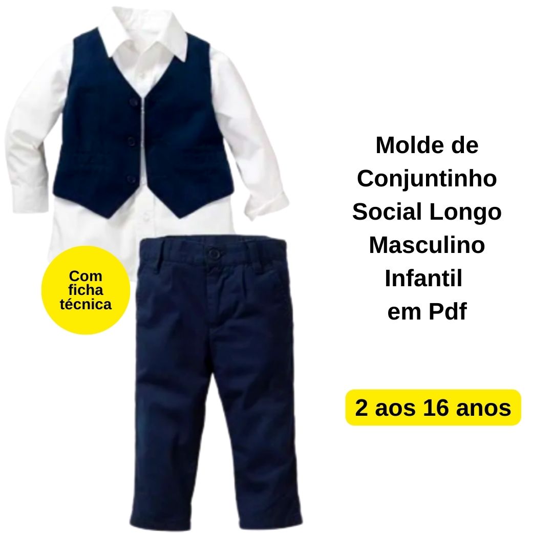 Molde de Conjuntinho Social Longo Masculino Infantil em Pdf Atacadão