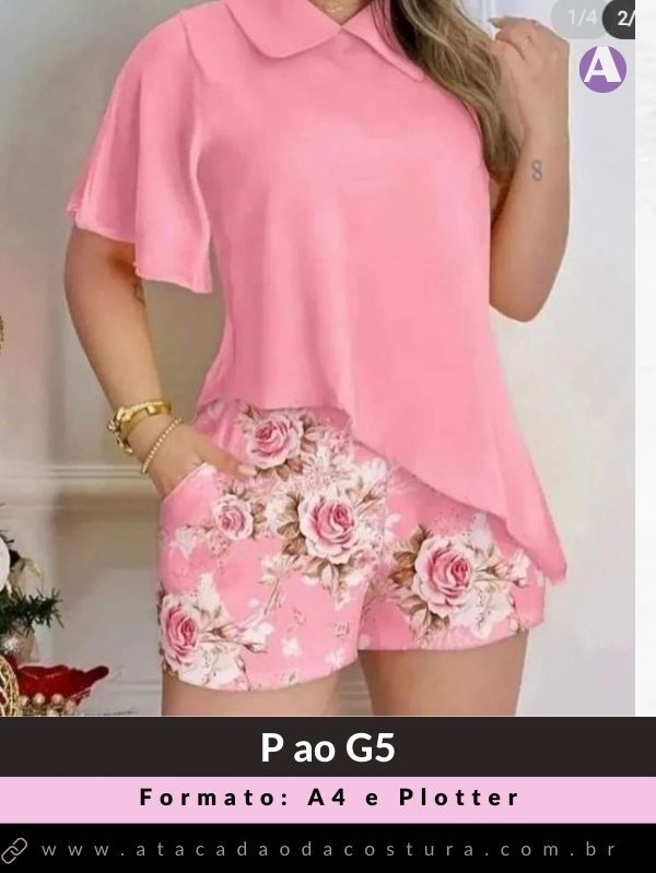 Molde de conjunto blusa assimetrica e short em pdf Atacadão da Costura