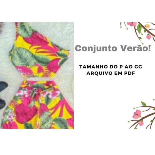 Molde de Cropped Uma Manga e Short - Conjunto Verão