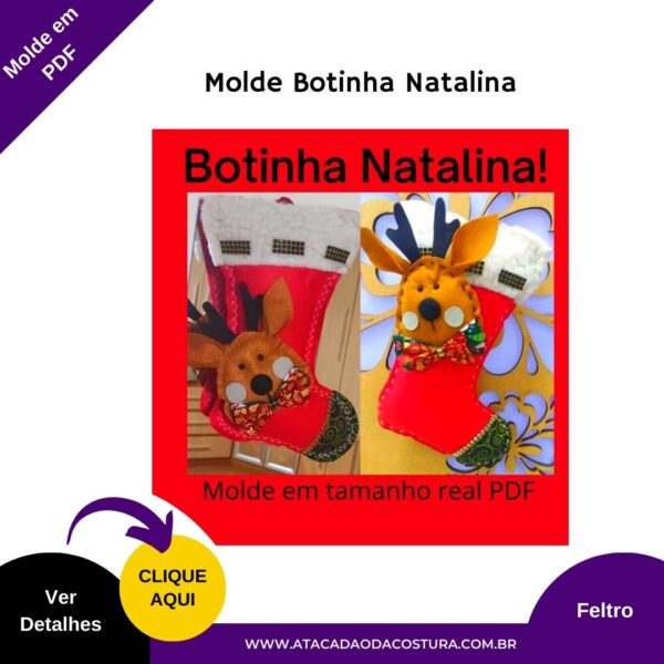 Molde Botinha Natalina em Pdf