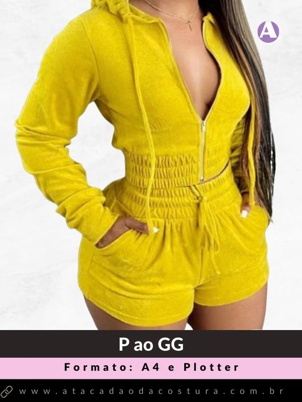 Molde De Conjunto Cropped Com Capuz E Short Em Pdf Atacad O Da Costura