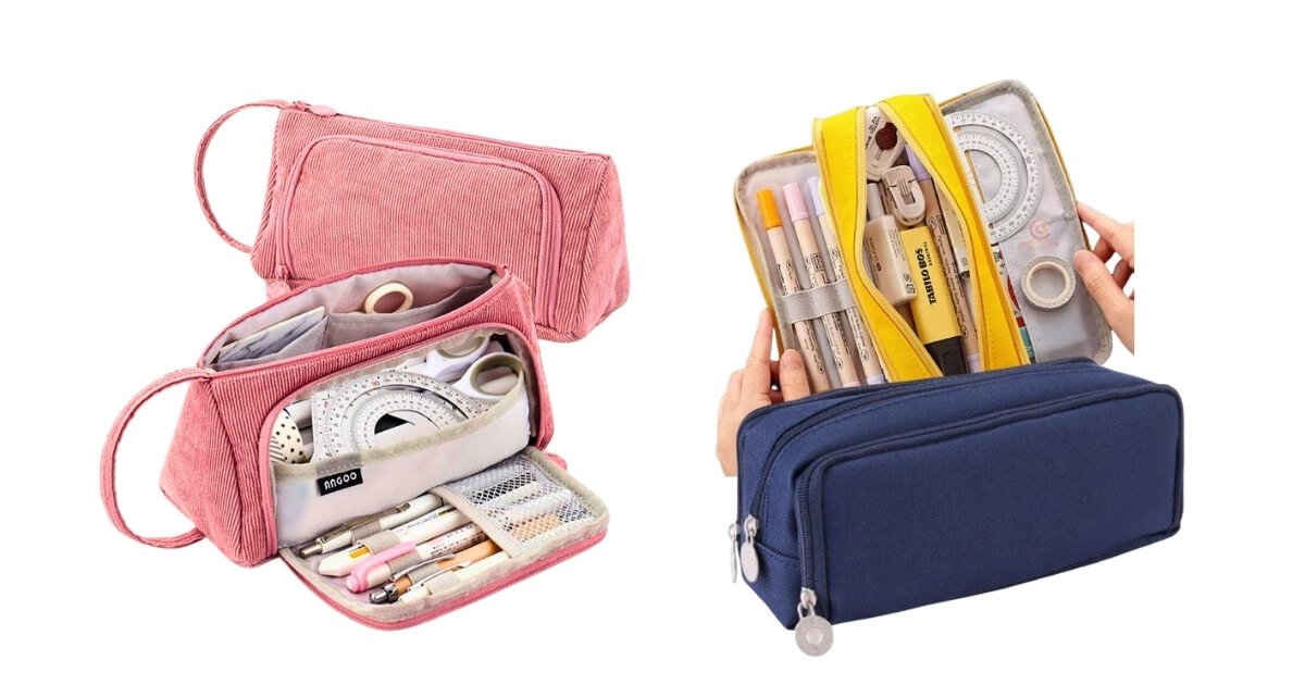 Molde de estojo escolar para imprimir com dois modelos duplo e triplo