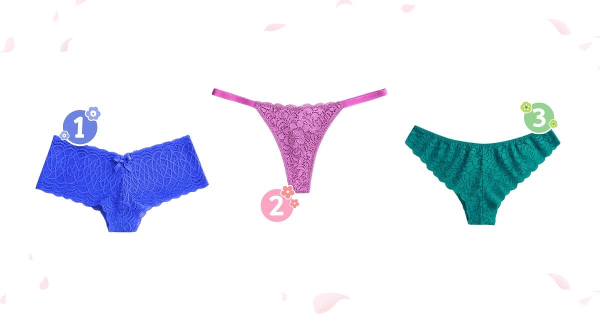 Moldes de calcinhas de renda: clássica, fio dental e caleçon em PDF para imprimir