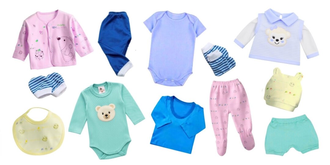 Imagem da coleção com moldes de roupas de bebê para imprimir