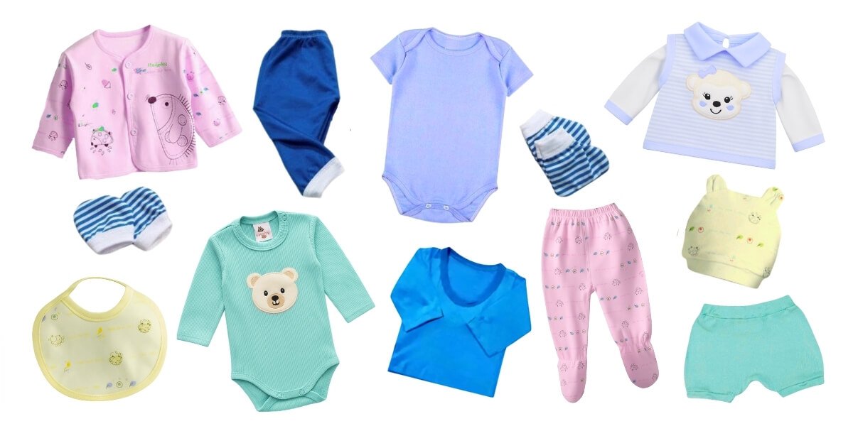 Imagem da coleção com moldes de roupas de bebê para imprimir