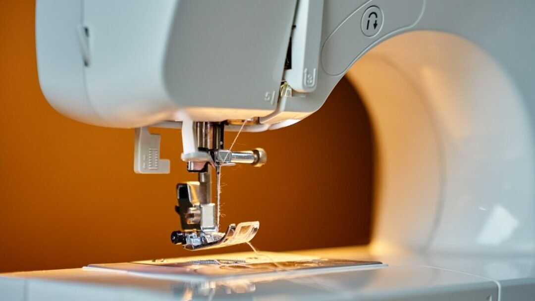 Zoom em um tipo de agulha usada em uma máquina de costura